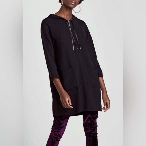 NWT ZARA Women’s Black Relaxed Hood Mini‎ Cool Trendy Comfort Dress XS X-Small - Picture 1 of 7